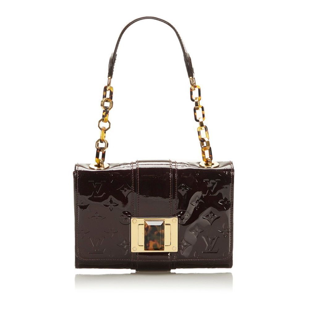 Vernis Vermont Avenue Chain Shoulder Bag Amarant Brown Enamel Women's